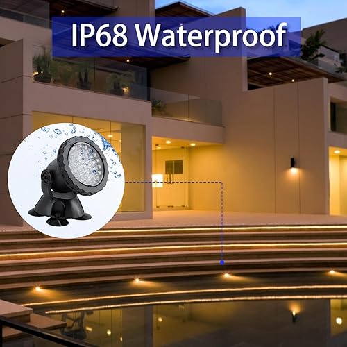 Miniatura 6 de Luces de estanque con temporizador, luz LED subacuática de 12 V, luces de fuente impermeables IP68, luz de paisaje al aire libre para estanque,