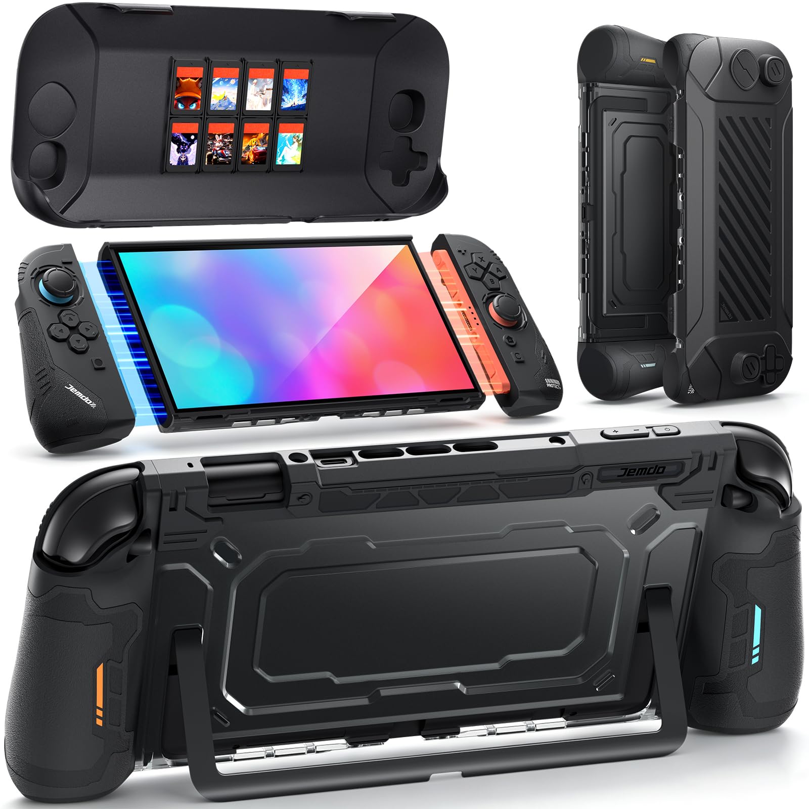 JEMDO Switch 2 Slim Dockable Split Grip Case with Front Cover