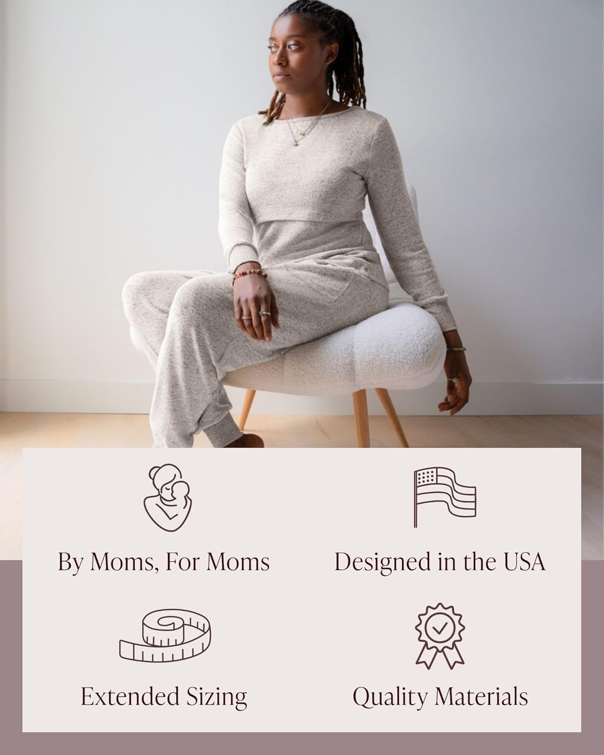 Kindred Bravely CozyKnit Maternity Pajamas & Postpartum Lounge Sets for Women, Long Sleeve Nursing Pajamas - Image 6