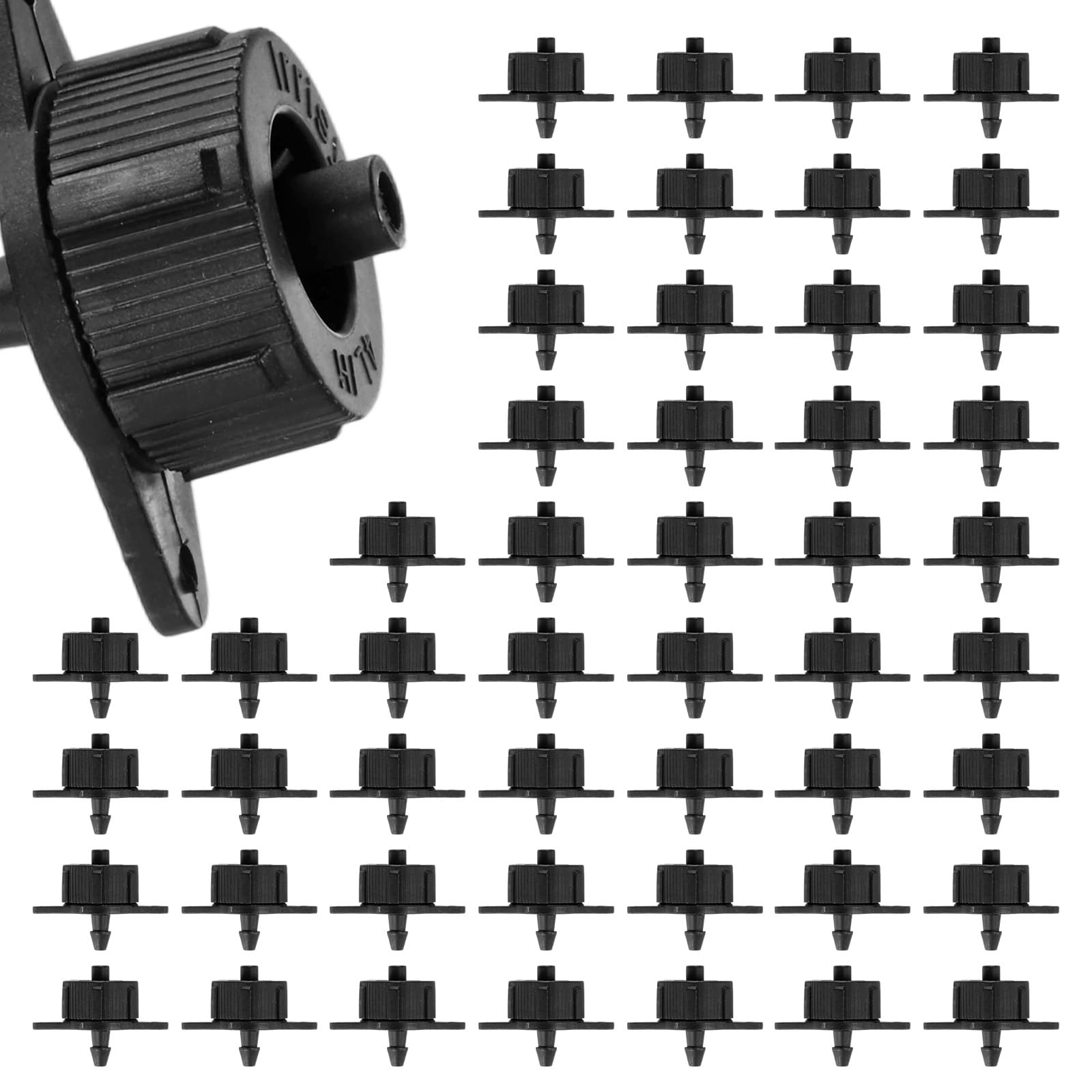M METERXITY 50-Pack 1.1GPH Pressure Compensating Drippers, Drip Irrigation Emitters for Pots Plant Irrigation Systems/Garden Lawn, Drip Sprinkler Heads [Black]