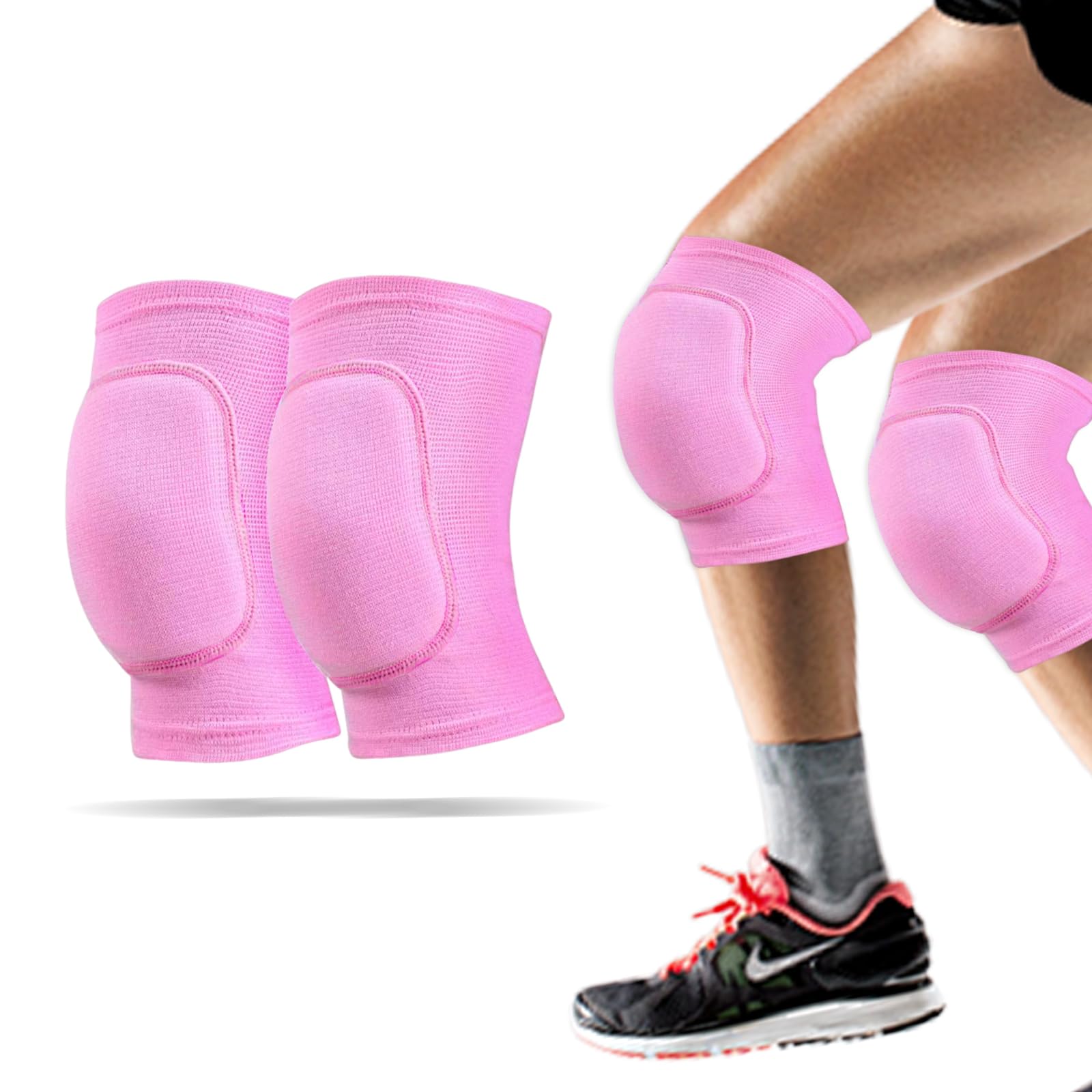 WiseJoy Ginocchiere sportive unisex per pallavolo, ginocchiere morbide e morbide, elastiche antiscivolo, per danza, calcio, pallavolo, pallacanestro, yoga (rosa)