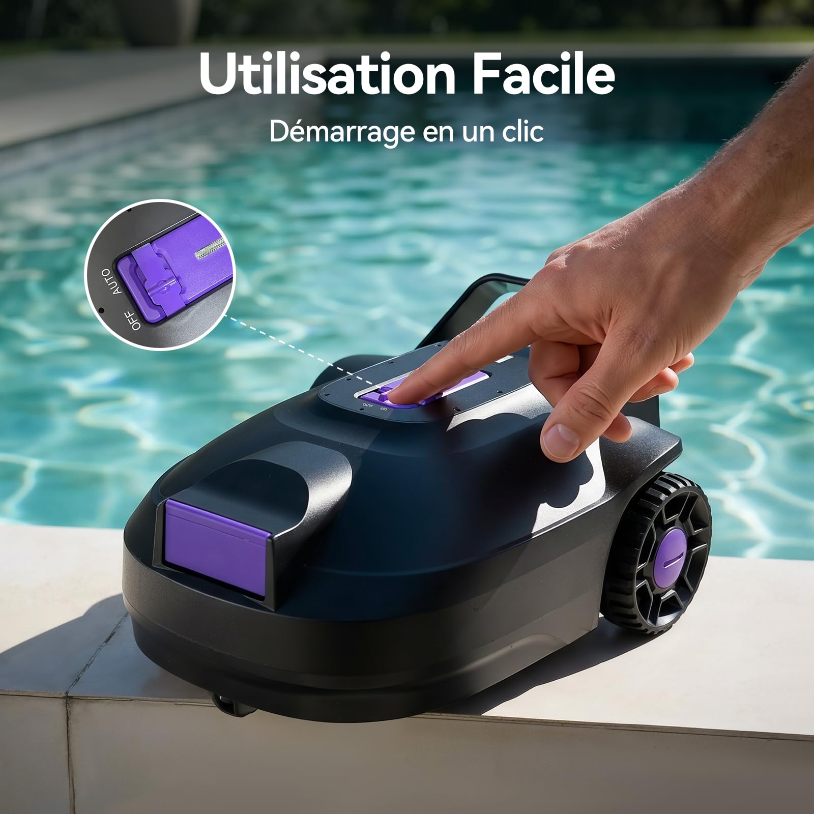 Redkey S200 Robot Piscine sans Fil, Aspirateur Piscine avec 180 Min de Nettoyage, Moteurs Doubles, Double Puissance d'Aspiration, Stationnement Automatique, Robot de Piscine Hors-Sol Jusqu’à 100 m²
