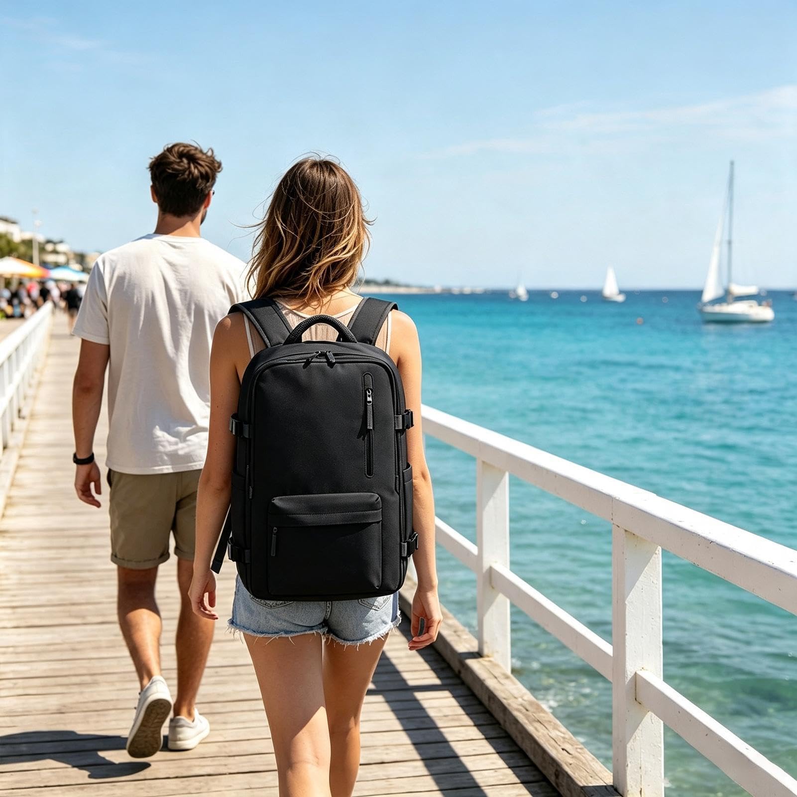 Zaino Da Viaggio Con Scomparto Scarpe Zaino Porta PC Con Ricarica USB E | Grande Capacità Per Viaggio, Palestra, Scuola, Pendolarismo, Escursionismo, Spiaggia, Aereo
