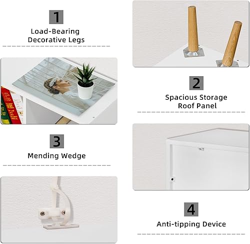 Miniatura 6 de YAHARBO Small White Bookshelf,3 Tier Modern Kids Bookcase with Legs,5 Cube Wooden Bookshelves Storage Shelf,Book Shelves Organizer,Display Bookcases