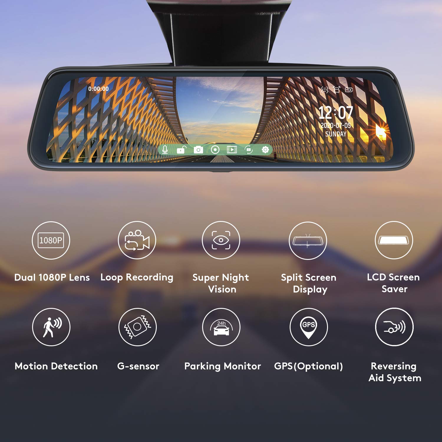 ThiEYE Carview 2 Mirror Dash Cam 1080P Dual Dash Camera Front and 