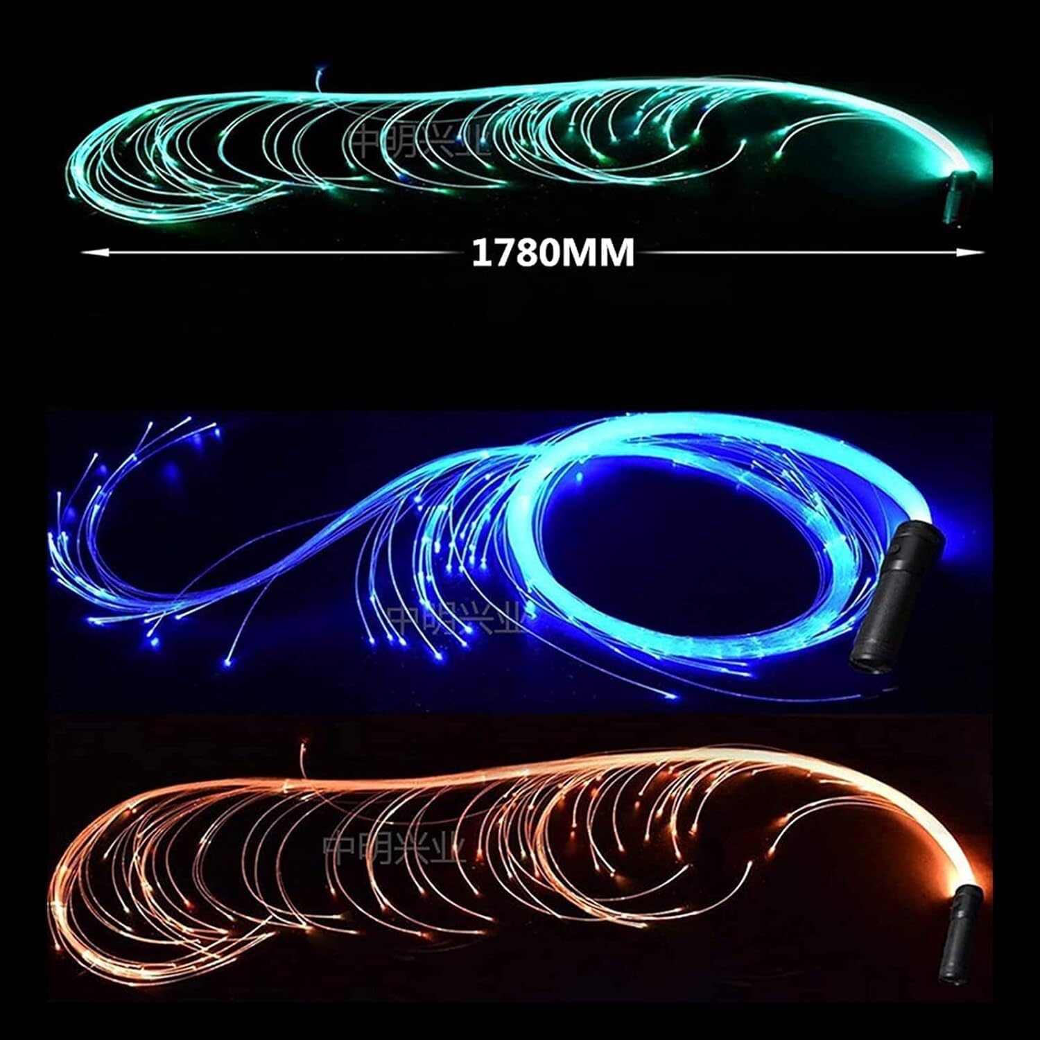 LNNW Frusta a fibra ottica Frusta in fibra ottica Frusta da ballo in fibra ottica a LED Modalità alimentata a batteria Illuminato super luminoso for festival di musica dance per spettacoli di feste