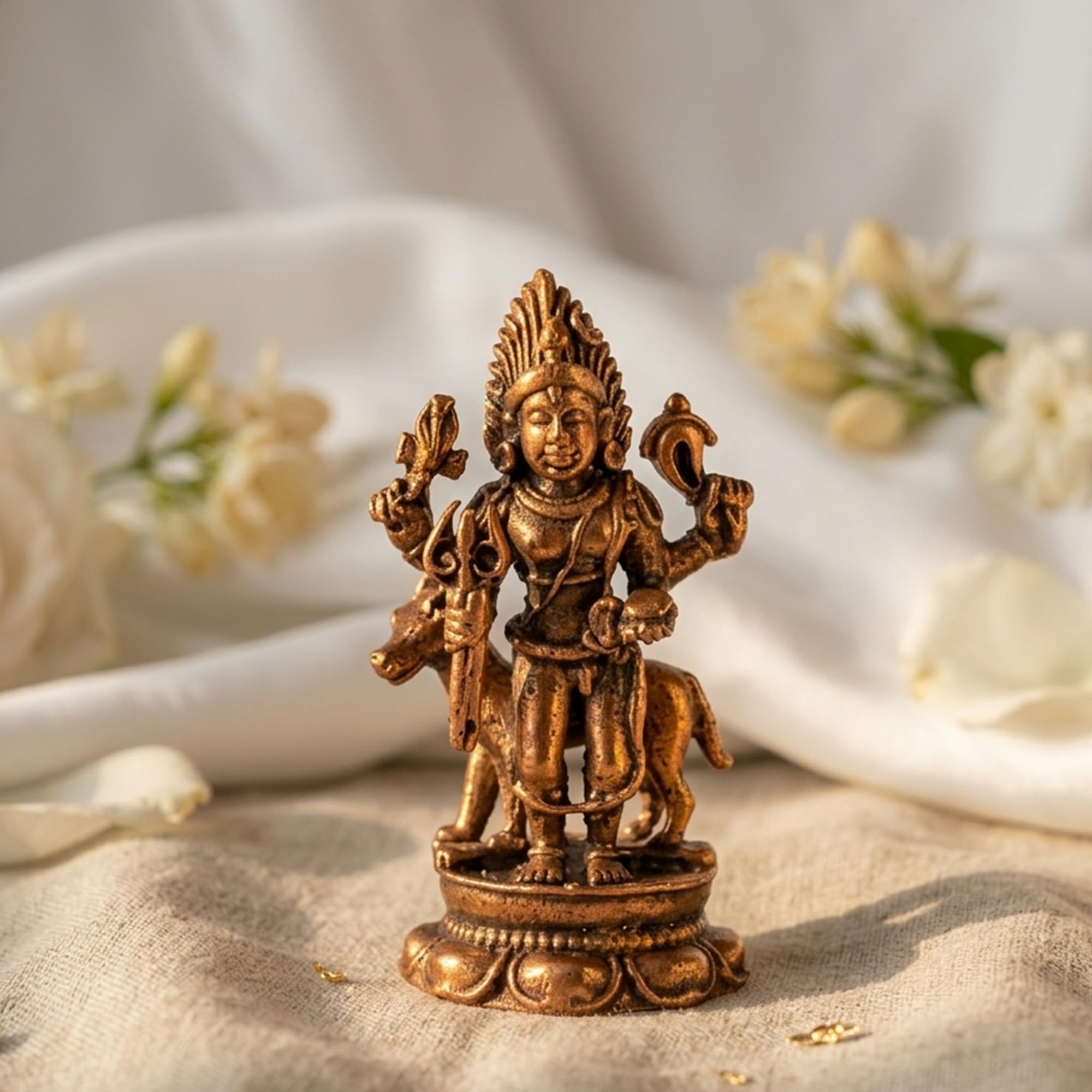 Pure Copper Kalabhairava Murti | Handcrafted Copper Idol for Pooja Room, Vastu Decor | Traditional & Auspicious Religious Hindu God Showpiece & Gift Item | 64gm (6x3.5 cm)-image-8