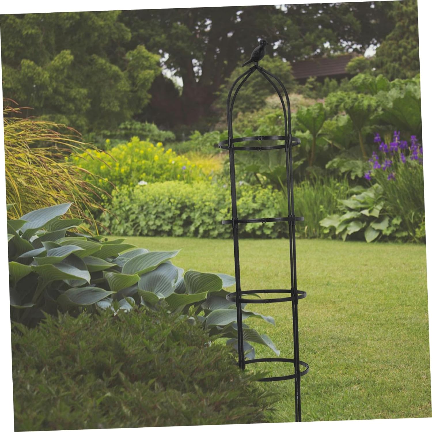 Heavy Duty Metal Garden Trellis Climbing Plant Support for Roses Cucumbers Vertical Gardening Decorative Outdoor Flower Bed Obelisk with Bird Design Easy Installation