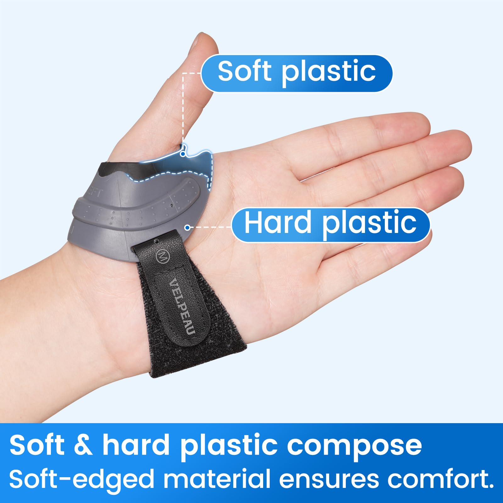 Velpeau CMC Daumenbandage für Arthrose – mit Formgedächtnis-Schiene, CMC-Gelenkstabilisator, Basal-Daumen-Arthritis-Schmerzlinderung und Unterstützung für Frauen und Männer (Schwarz, rechte Hand, groß