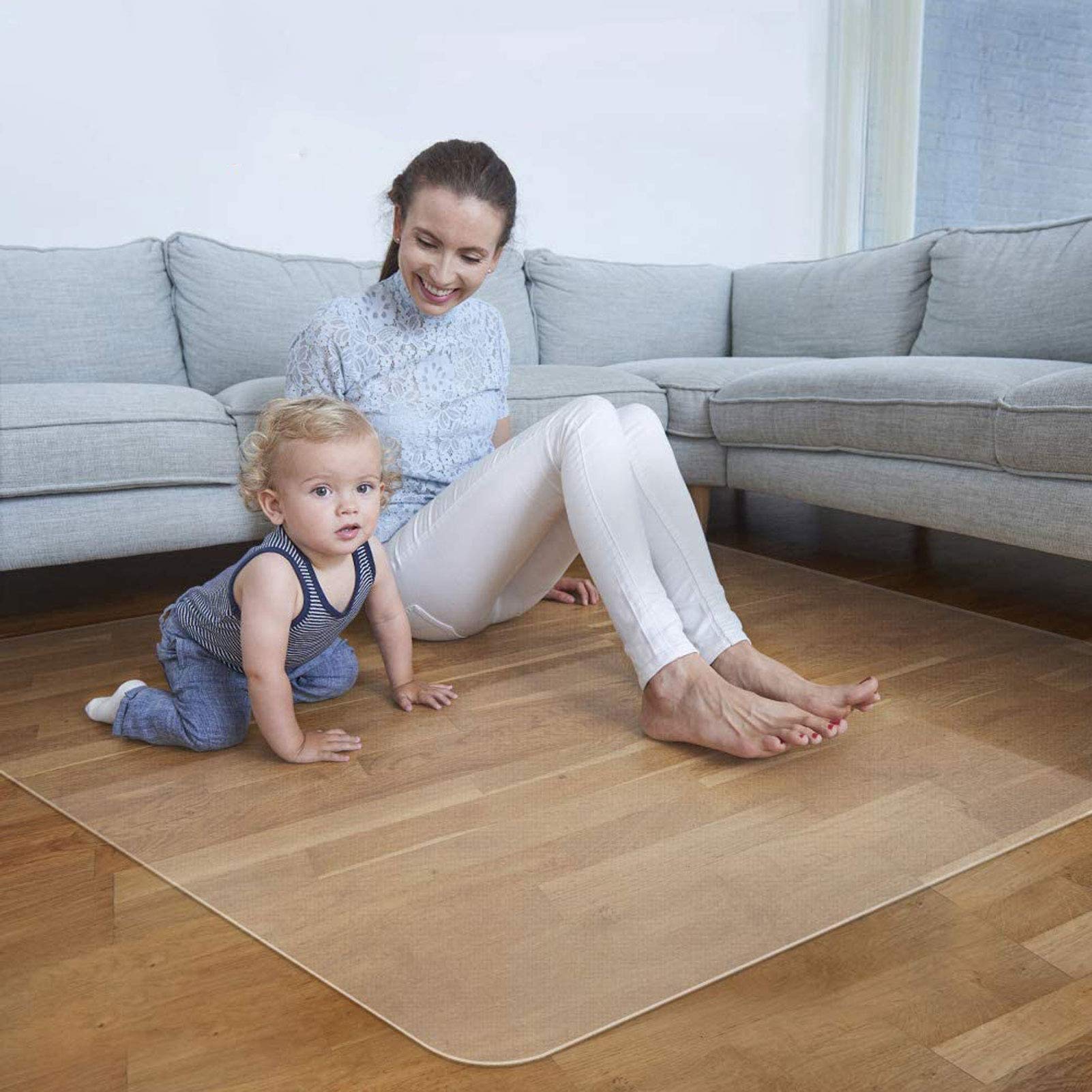 Bodenschutzmatte Transparent, 0.5mm Transparente Hochglanz Schutzfolie, Tischdecke Tischfolie Schutzfolie, für Harte Böden Eco-Friendly Series Stuhl Bodenschutz(0.5mm120x150cm/47.24x59.06in)