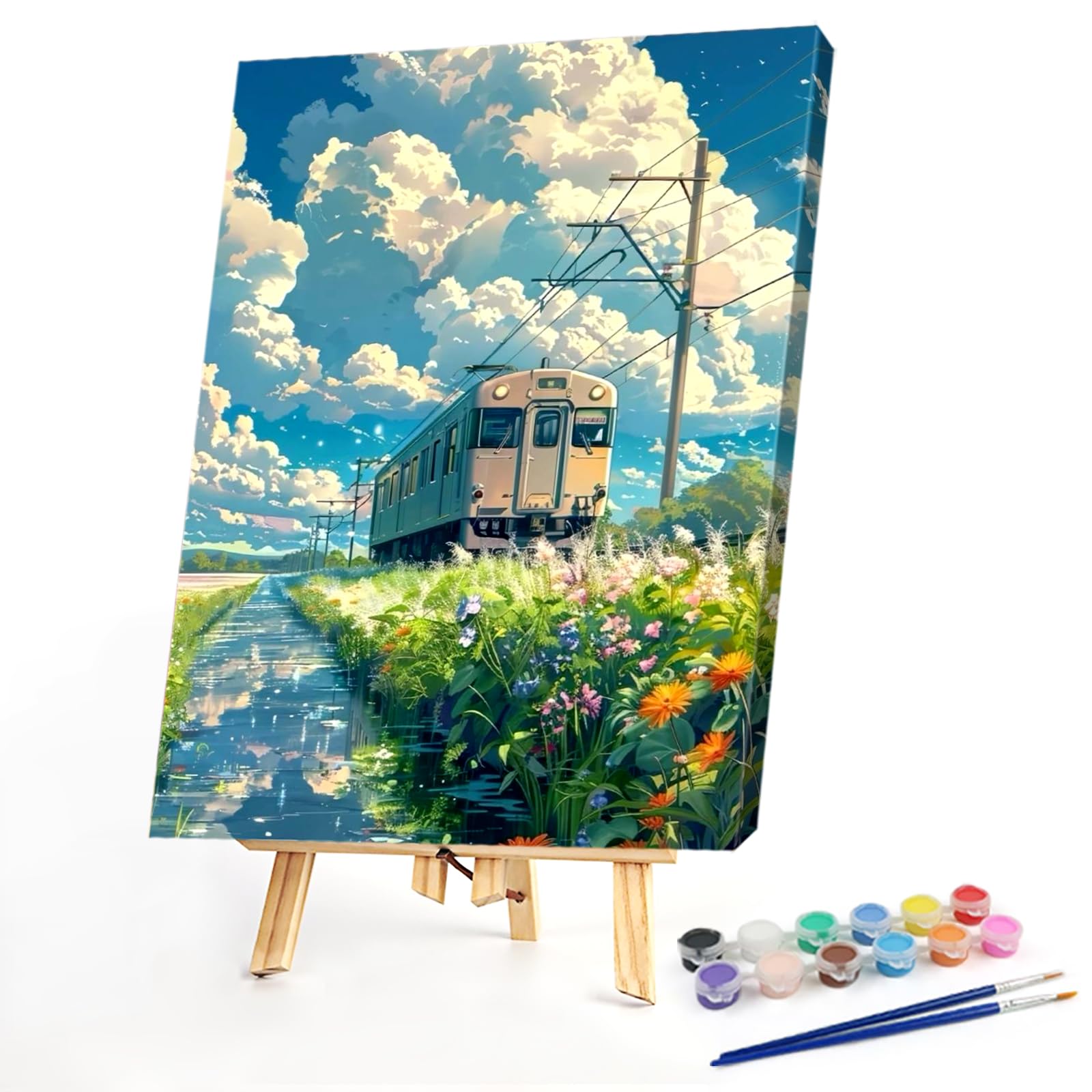 POETRYDRAW Summer DIY Paint By Numbers Kit on Canvas 30x40cm with Frame Paint by Numbers Kits Drawing Paintwork for Beginners Adults Gift Home Wall Decor (Summer)