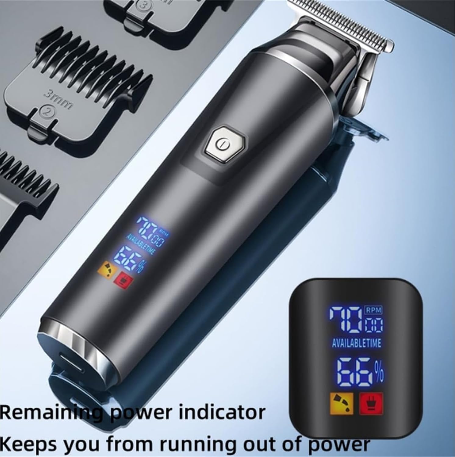 Hair Clippers for Men Professional Cordless, Digital LCD Hair Trimmer, Stainless Steel Blades and Automatic Blade Sharpening, Hair Clippers for Men