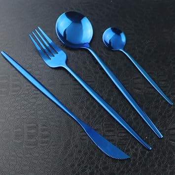 40-Piece Silverware Set 18/10 Stainless Steel Reusable Utensils Forks Spoons Knives Set, Mirror Polished Cutlery Flatware Set, Great for Family Gatherings & Daily Use Service for 10, Blue