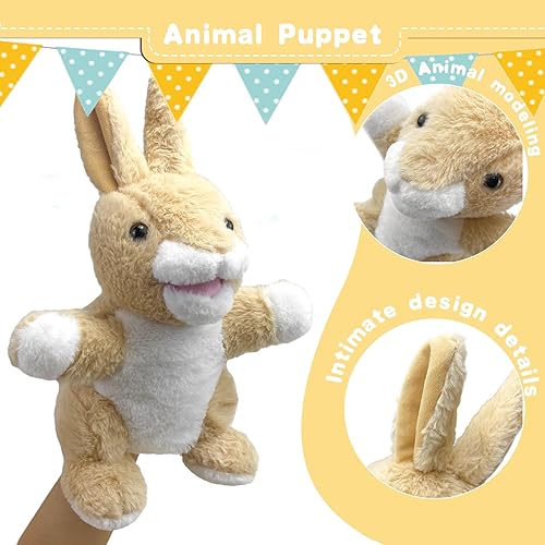 Miniatura 8 de Okegztoa Marionetas de mano de panda de peluche, marionetas de mano de 9 pulgadas para niños, marionetas de animales realistas de animales de