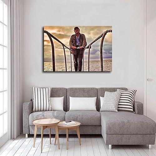 Miniatura 4 de Póster de lienzo de película retro con diseño de mandíbulas, pintor de pie, arte al óleo y pintura de pared, pósteres impresos modernos para el