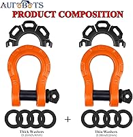 Vista 12 de AUTOBOTS D Ring Shackles Heavy Duty(2 Pack) 68,000 lbs Capacity, Tow Hooks Clevis Shackle with 7/8" Screw Pin for Towing Winch Off Road Accessory