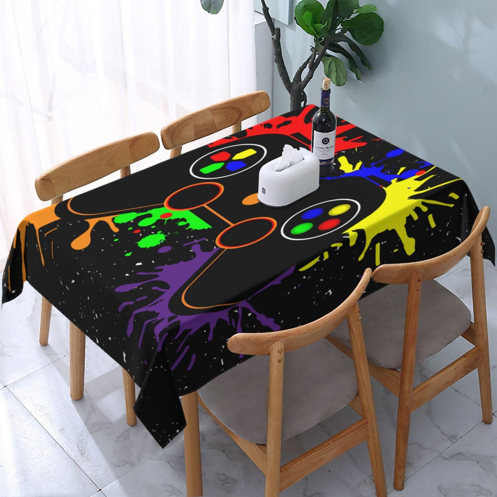 HLBSDM Gaming Game Rectangle Tablecloth, Suitable for Wedding, Party and Restaurant Festival Gathering Event Polyester Fabric Decorative Tablecloth(54x72in)
