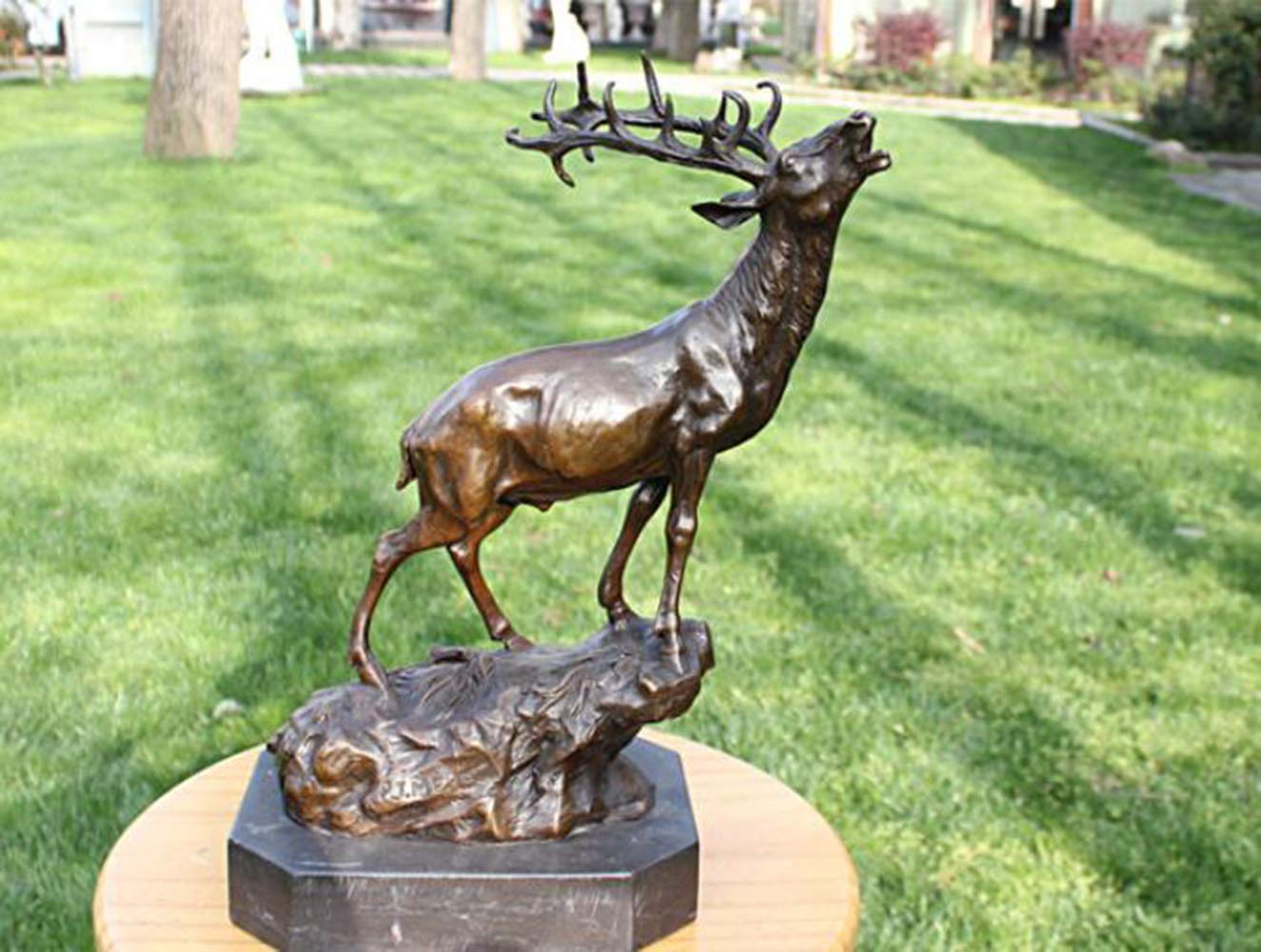 Amazon.co.jp: 置物鹿の彫刻像、ブロンズ鹿の装飾品工芸品ブロンズ像の