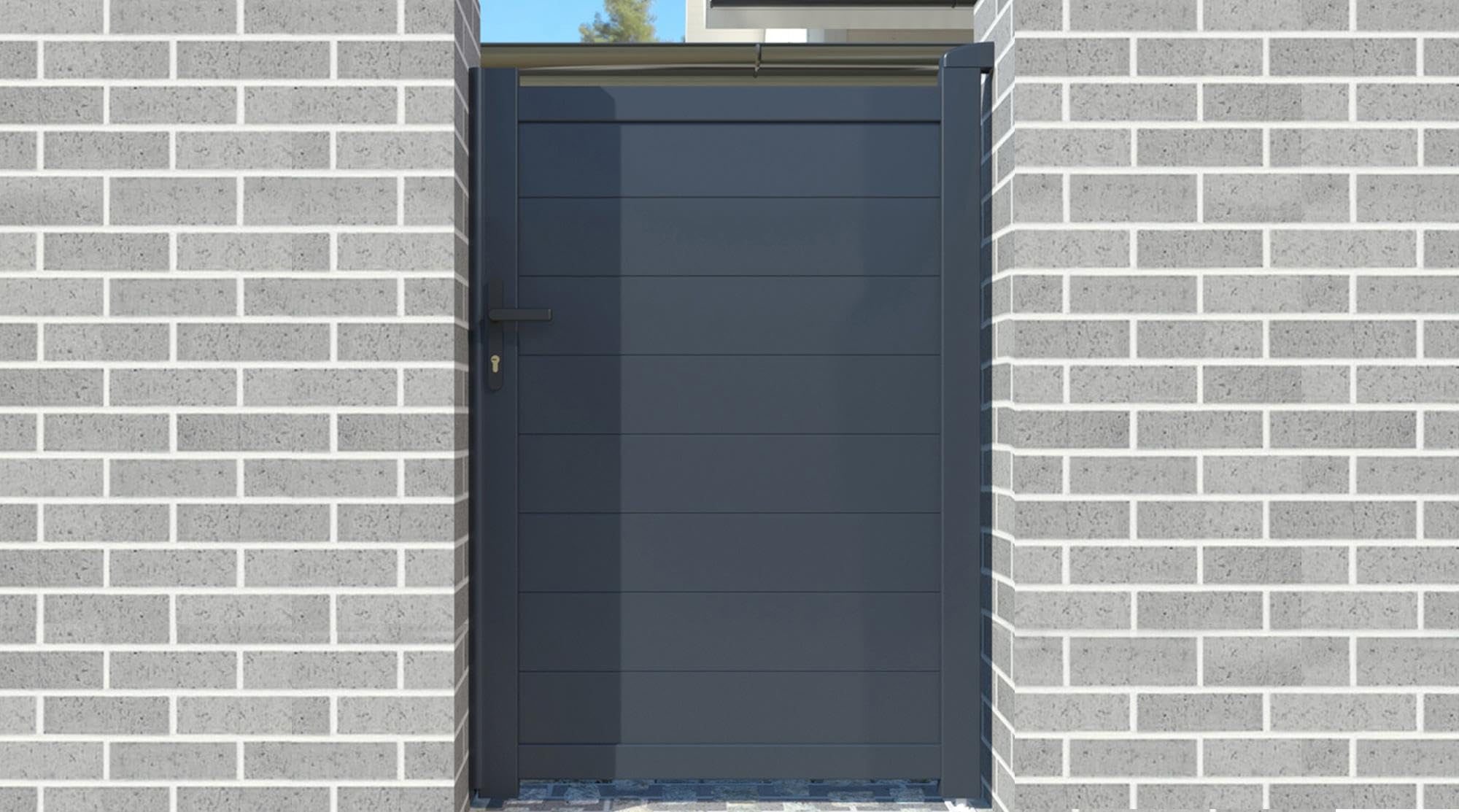 Casanoov Puerta peatonal exterior​ 1m EIGER Alt.180cm aluminio gris (Gris antracita, 100 x 140 cm)