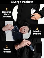 Vista 5 de Chaqueta impermeable de softshell para hombre, resistente al viento con forro polar para invierno con capucha, ligera y cálida