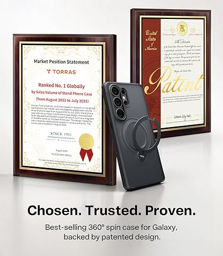 Vista 9 de TORRAS Q3 Spin - Funda para Samsung Galaxy S26 Ultra con soporte magnético de 360 grados, compatible con Magsafe, 4 fundas de grado militar a prueba
