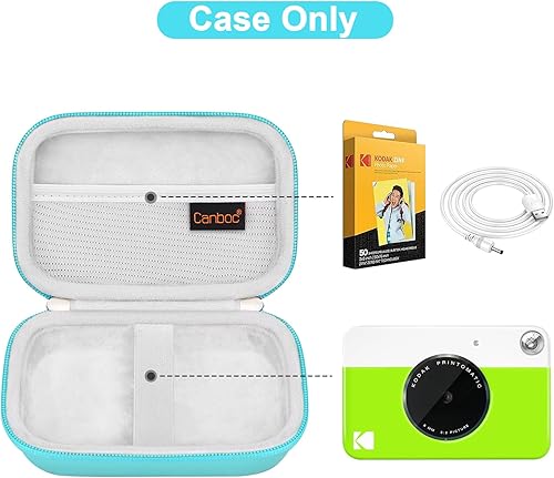 Miniatura 2 de Canboc Funda de transporte rígida para cámara de impresión instantánea digital KODAK Printomatic bolsa de malla para papel Zink cable verde menta