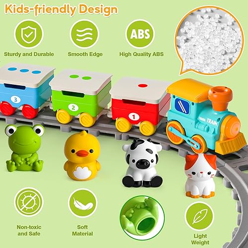 Miniatura 7 de Toddler Toys for 1 2 3 Year Old, Electric Farm Animal Train Set with Music, Lights & Steam, Montessori Counting, Matching & Sorting Learning Toys