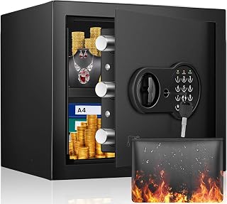 1.6 Cu Ft Home Safe Fireproof Waterproof, Fireproof Safe with Fireproof Bag, Programmable Keypad & Removable Shelf, Security Safe Box for Money Firearm Medicines Valuables,14.57''W×12.2''D×11.81''H