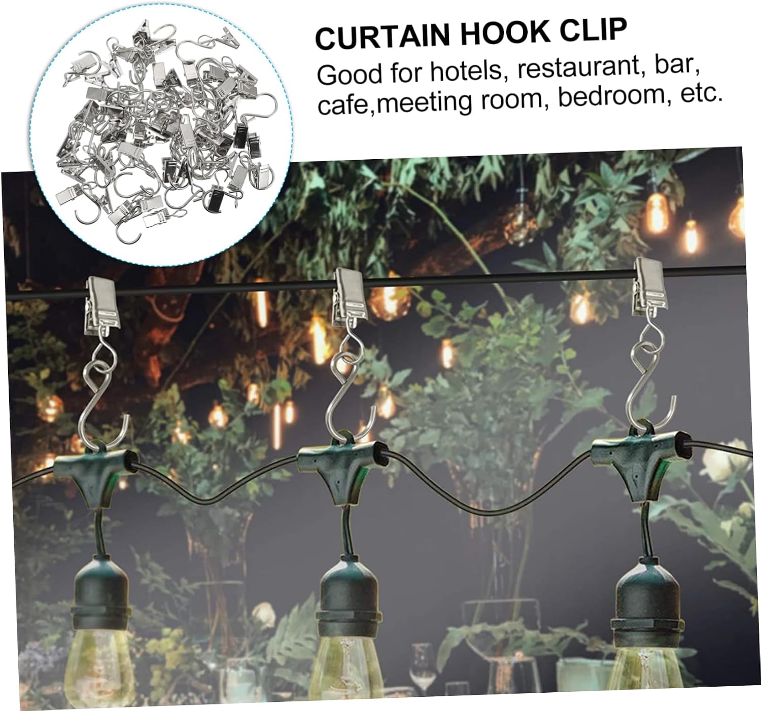 50pcs Metal Curve Curtain Hook Clips Sturdy Silver Hanging Clips for Curtains Easy to Use for Home Decor