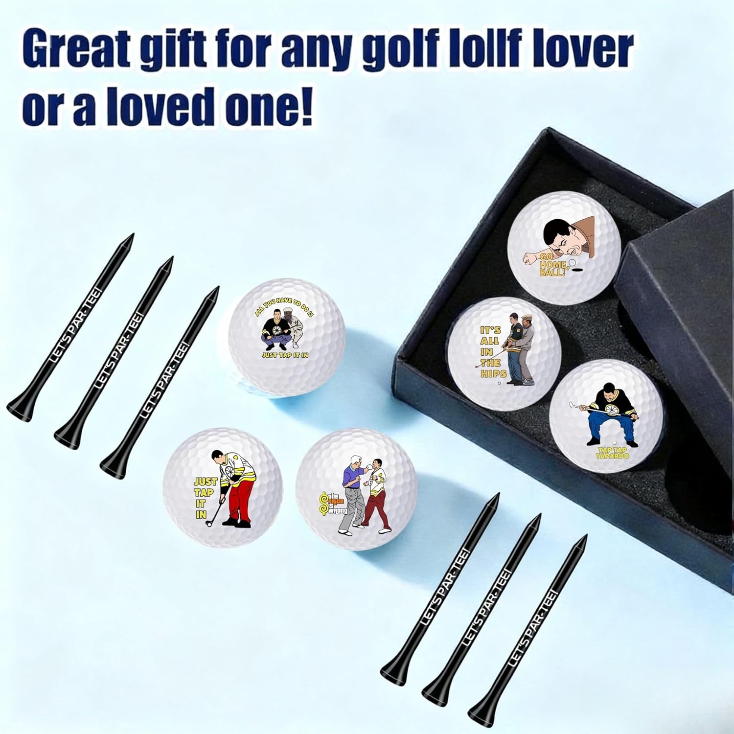 Artpreti 13 Pcs Funny Golf Balls for Men Women with Tees and Gift Box Golfing Gifts for Coworker Golfer, White - Image 2