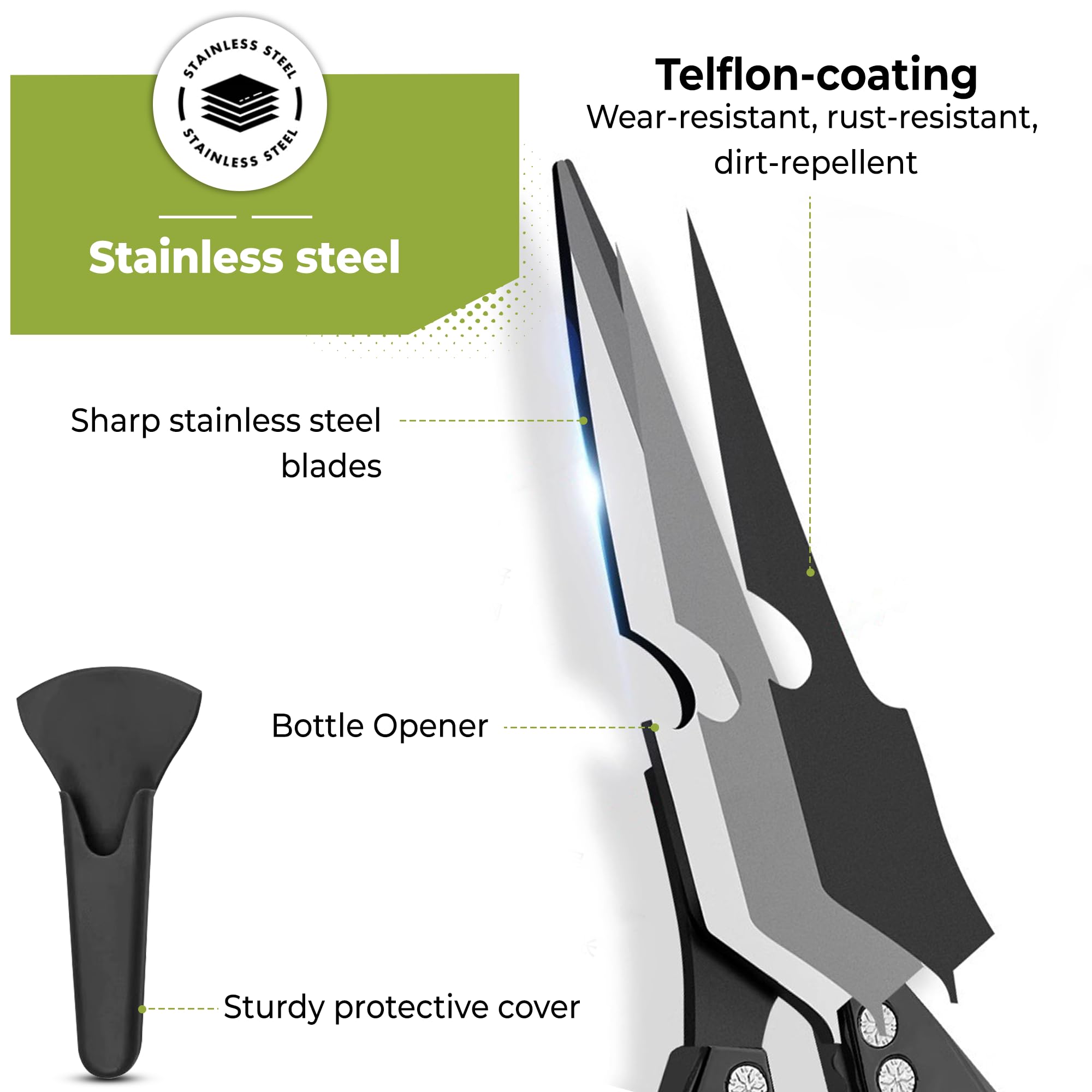 Forbici da Cucina Professionali in Acciaio Inox Hi Nature Multiuso con Coprilama Protettivo