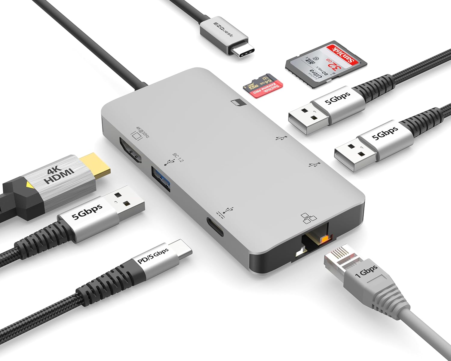 EZQuest USB C Hub Docking Station 8-in-1