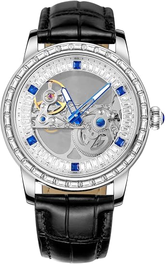 FORSINING Men's Automatic Dress Watches Popular Style Skeleton Watch with Genuine Leather Strap