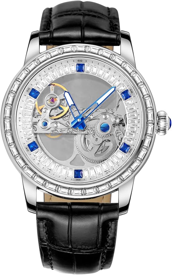 FORSINING Men's Automatic Dress Watches Popular Style Skeleton Watch with Genuine Leather Strap