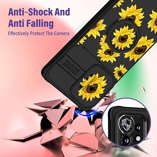 Miniatura 3 de Funermei Funda 2 en 1 para Motorola Edge Plus 2023 para mujer, diseño único de girasol, diseño único con funda para cámara y soporte de anillo para