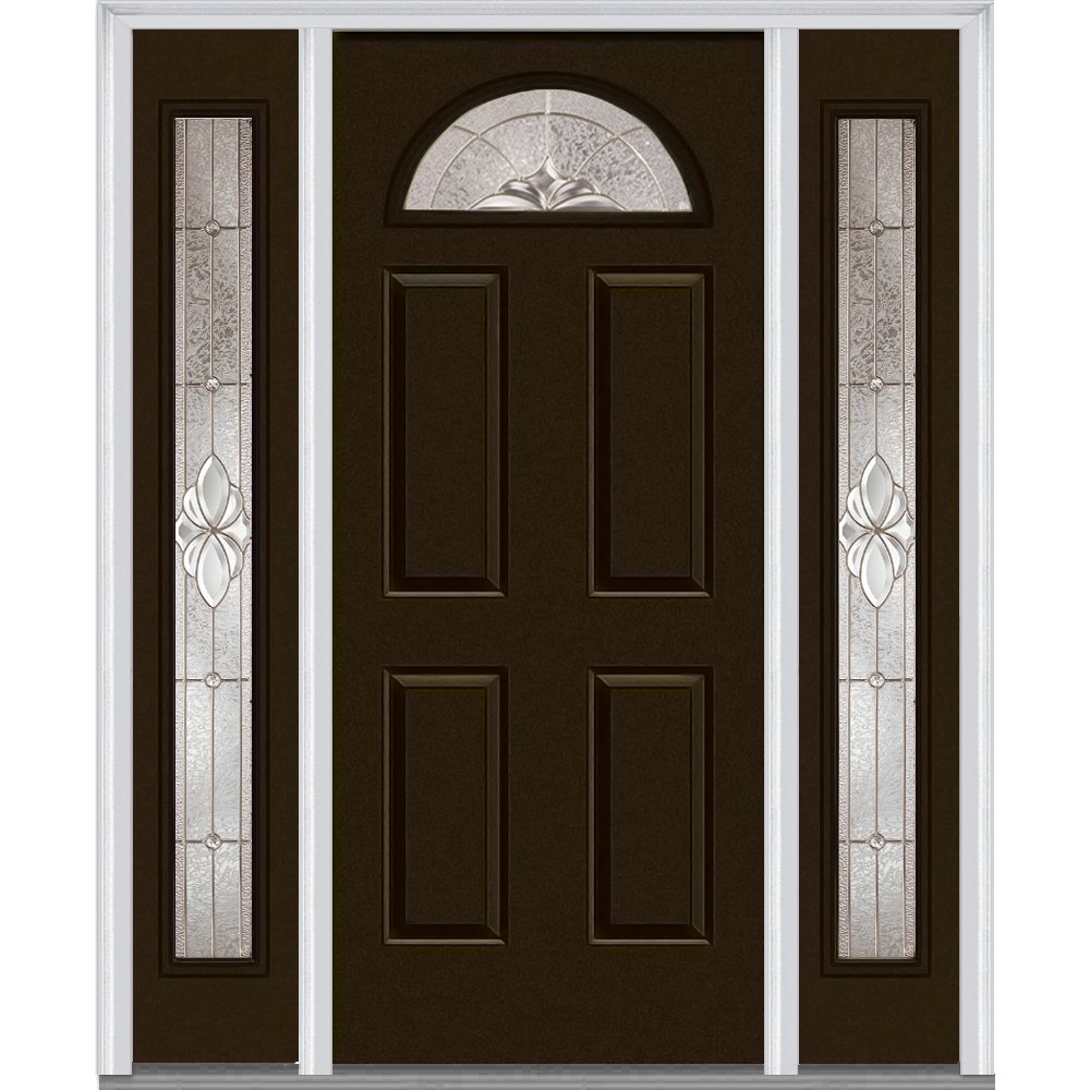 National Door Company ZZ14718L Steel, Hunter Green, Left Hand In-swing, Exterior Prehung Door, Heirloom Master 1/4 Lite 4-Panel, 36"x80" with 14" Sidelites