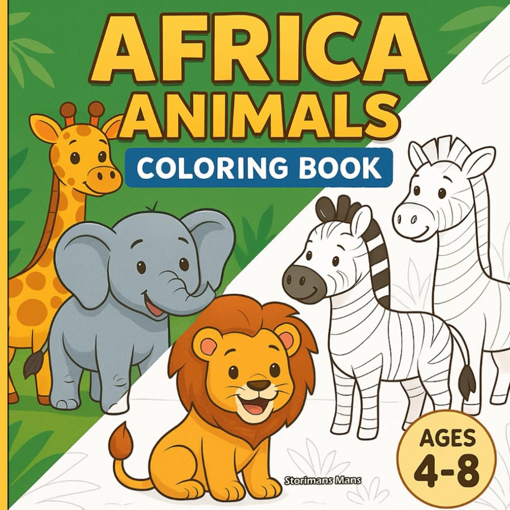 Africa Animals Coloring Book for Kids 4-8: Lions, Elephants, Giraffes & More - Simple, Cute Pictures to Color!