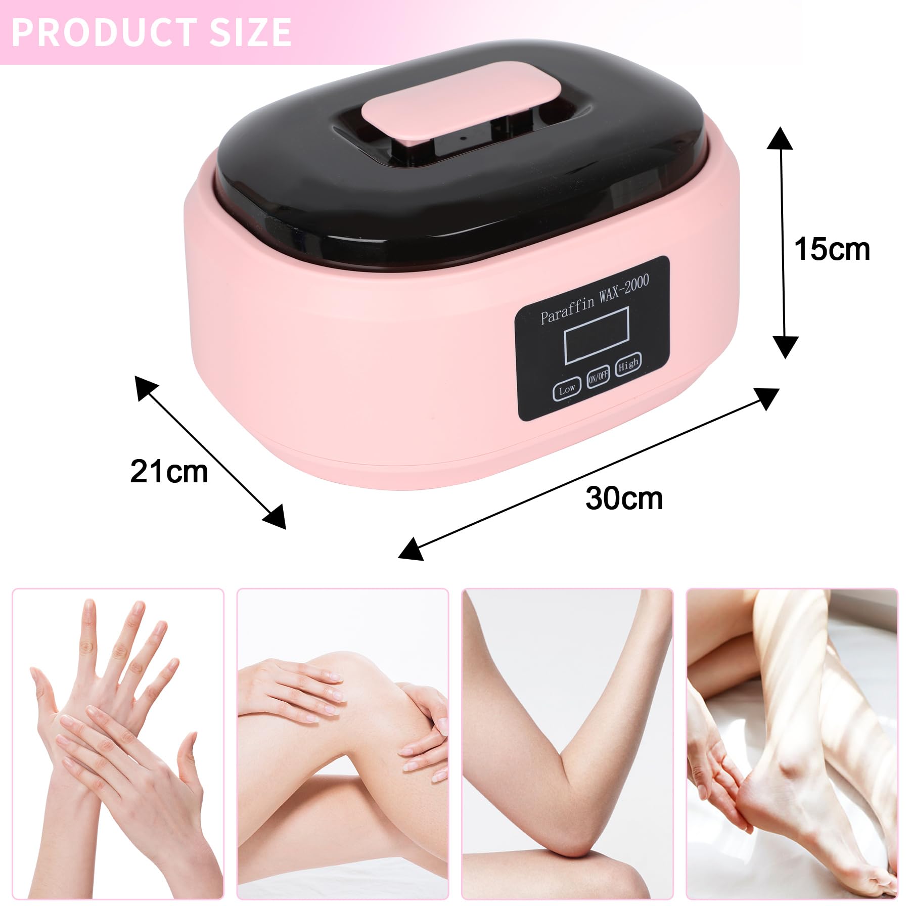 Forever Speed Bain de cire pour mains et pieds - 3400 ml - Bain de paraffine pour peaux sèches et rugueuses - Avec 900 g de cire de paraffine - Affichage de la température de 200 W - Cadeau idéal -