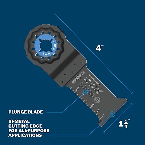 Miniatura 2 de BOSCH OSL114MF 1 pieza de 1-14 pulgadas Starlock multiherramienta oscilante de metal y más hoja de corte por inmersión de carburo para cortar chapa