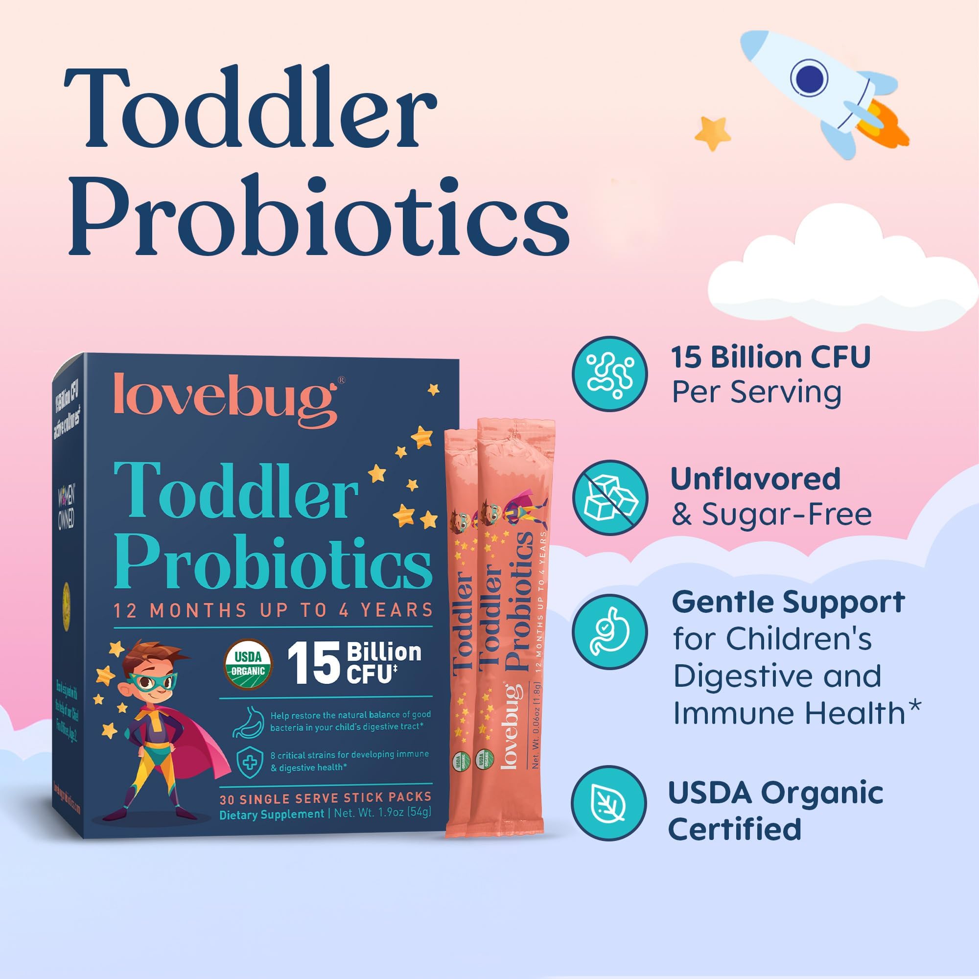 LOVEBUG Toddler Probiotics with Fiber, Kids Constipation Support, 30 Count — Amazon image 2