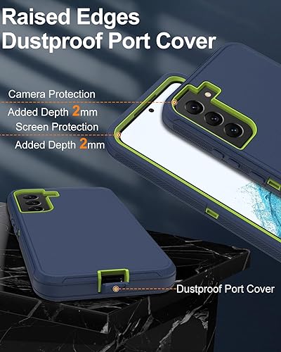 Miniatura 5 de Aliruke Funda para teléfono Samsung Galaxy S21 5G, con protector de pantalla, cubierta de puerto a prueba de polvo, cubierta de goma de silicona