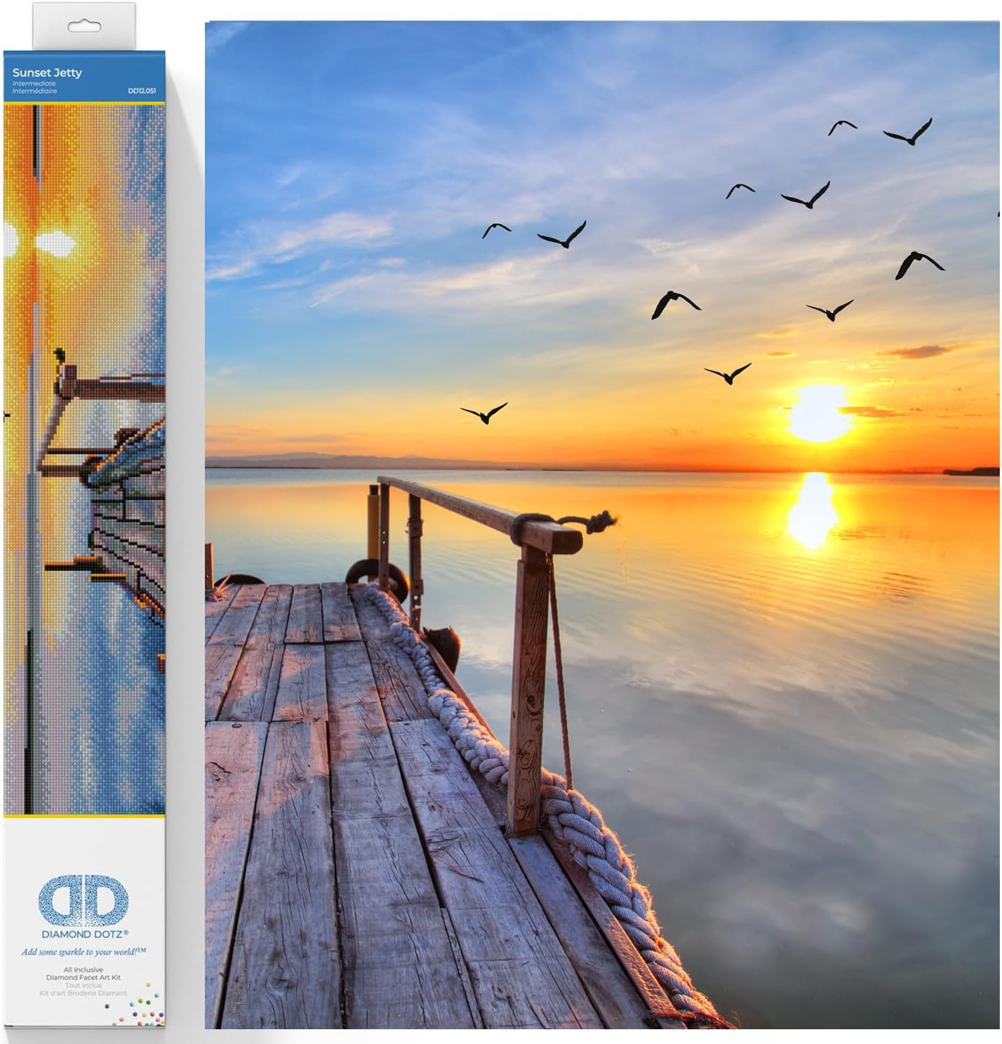 DIAMOND DOTZ Sunset Jetty Diamond Painting Kits for Adults - Diamond Art Kits a Relaxing Creative Craft Kit with Dotz Gems 28.6x18.5