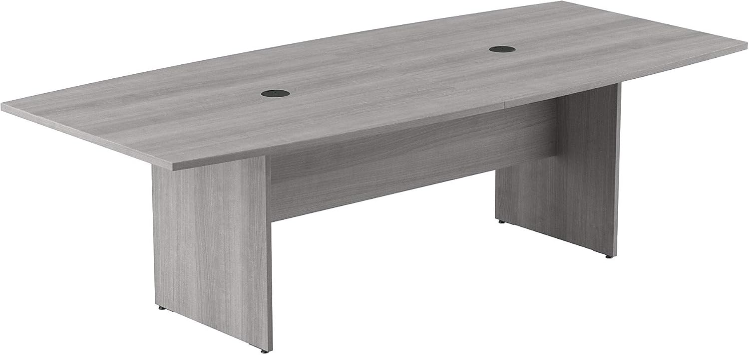 Bush Business Furniture Conference Table for 6-8 People with Wood Base | Boat Shaped 8 Foot Desk for Office Boardrooms and Training Rooms, 96W x 42D, Platinum Gray : Office Products
