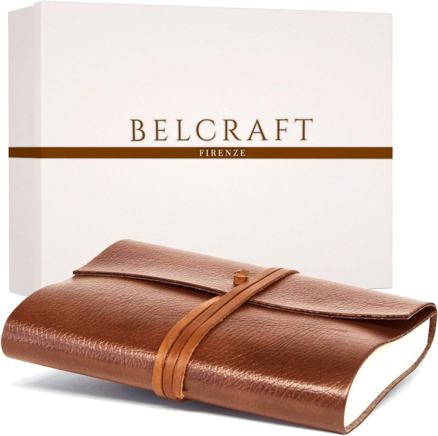 Tivoli Large Recycled Leather Bound Journal, Notebook, Notepad, Including Gift Box, A5 (15x21 cm) Tan