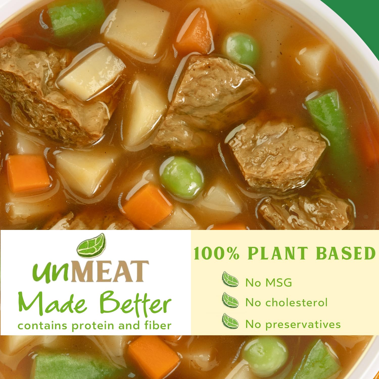 unMEAT Country Beef with Veggies Plant-Based Soup, 15oz Can – Vegan, Non-GMO, High Protein, 100% Plant-Based, Hearty and Filling Meal, Zero Cholesterol (Pack of 6)