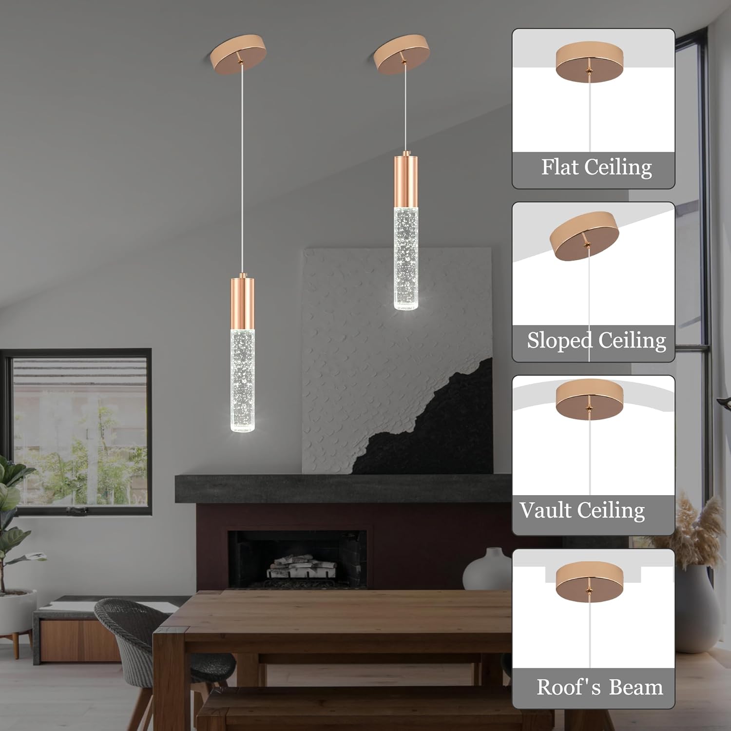 3-Pack Modern Crystal Pendant Light for Kitchen Island, Elegant Gold LED Bubble Hanging Chandelier Lighting Fixture for Dining Room Bedside