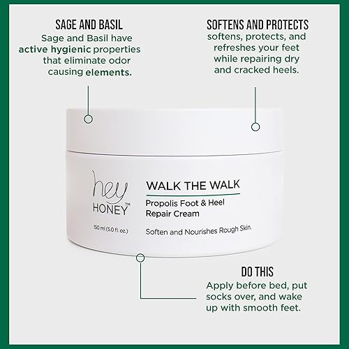 Miniatura 2 de Hey Honey Walk The Walk - Crema de propóleo para pies y talones agrietados para pies externamente secos y talones agrietados, removedor de callos