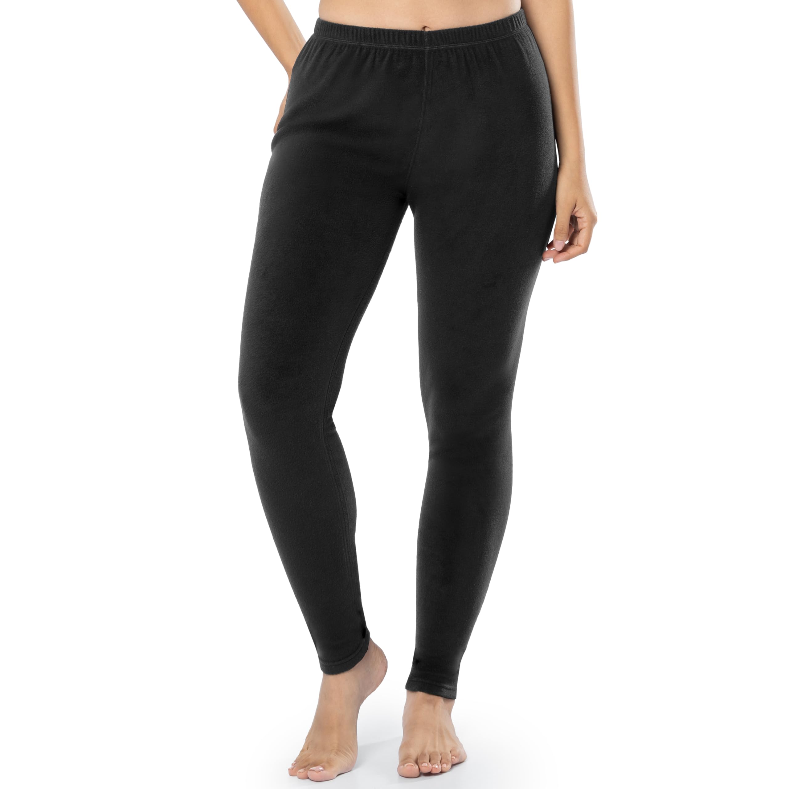 Fruit of the Loom Women's Stretch Fleece Lined Thermal Long Johns Underwear Set, Black, X-Small