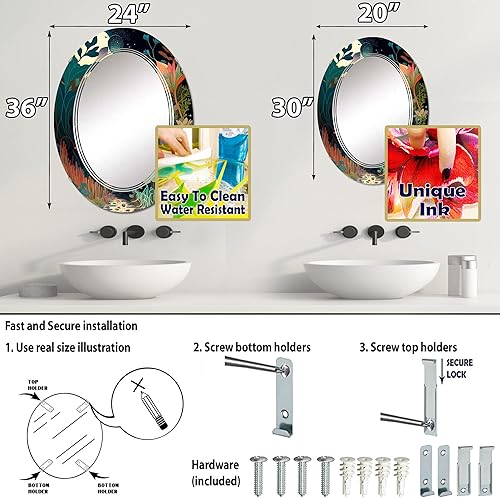 Miniatura 4 de Bounties and Blooming Wilderness Blessings IV- Vanity Mirror, Bathroom Mirrors, Wall Mirrors for Living Room, Bedroom - Oval Mirror - Large 20'x30',