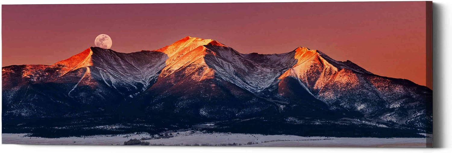 Epic Graffiti 'Mount Princeton Moonset' by Darren White, Canvas Wall Art, 12"x36"